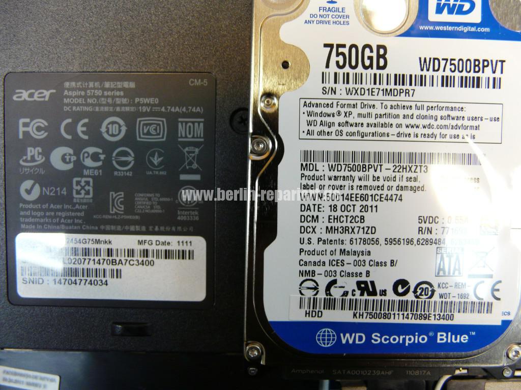 ACER Aspire 5750G, HDD WD Scorpio Blue Defekt (4)